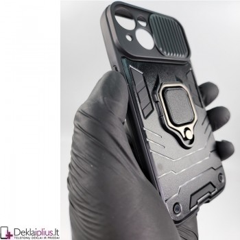 Smūgiams atsparus dėklas su uždaroma kameros apsauga - juodas (Apple Iphone 14)
